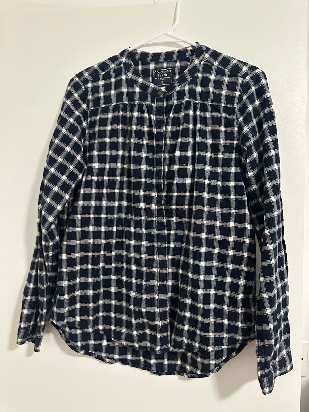 Abercrombie & Fitch Navy and White Plaid Flannel Shirt